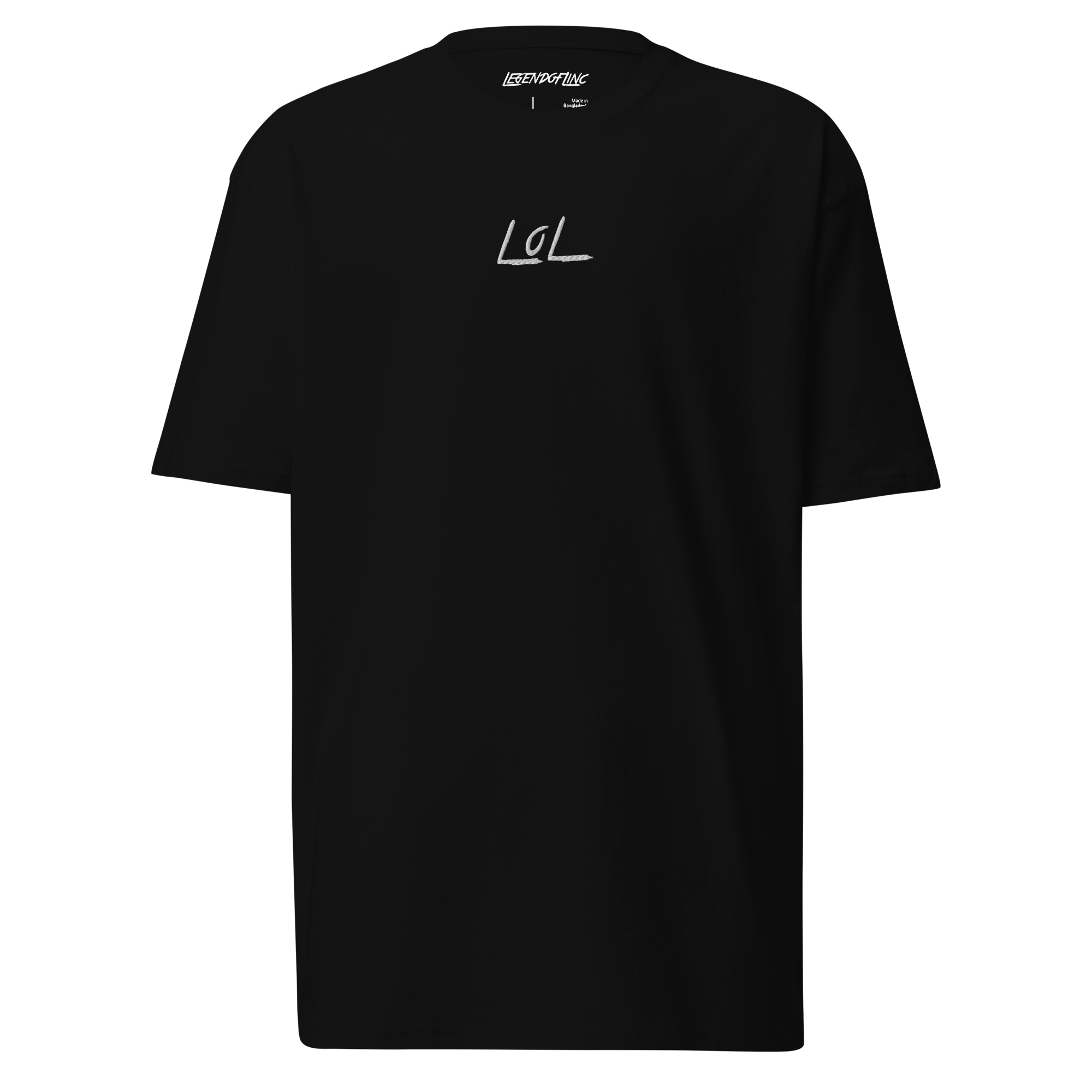 Product image 1 of Black Essential LoL T-Shirt with embroidered white LoL Logo design