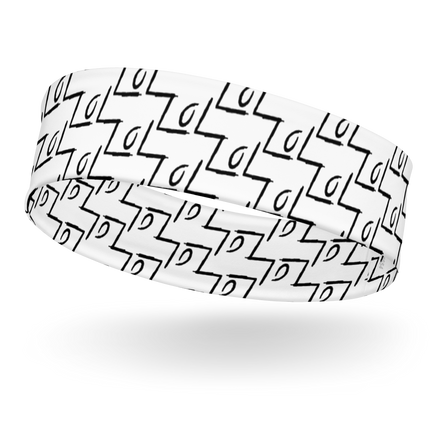 The LoL Headband (White) – Soft, Stretchy, and Styled with All-Over LegendofLinc Print