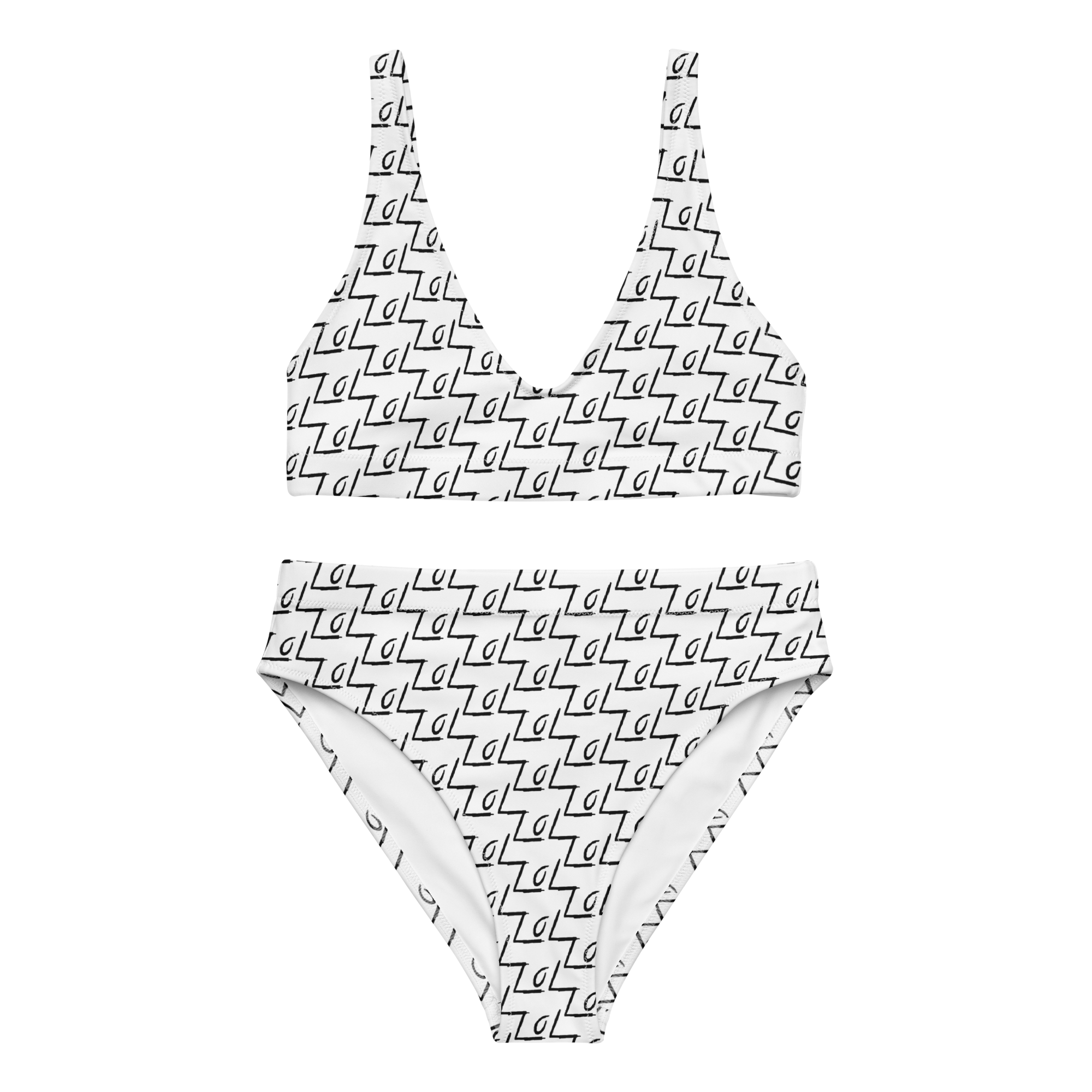 The LoL High-Waisted Bikini (White) – All-Over Print LegendofLinc Swimwear